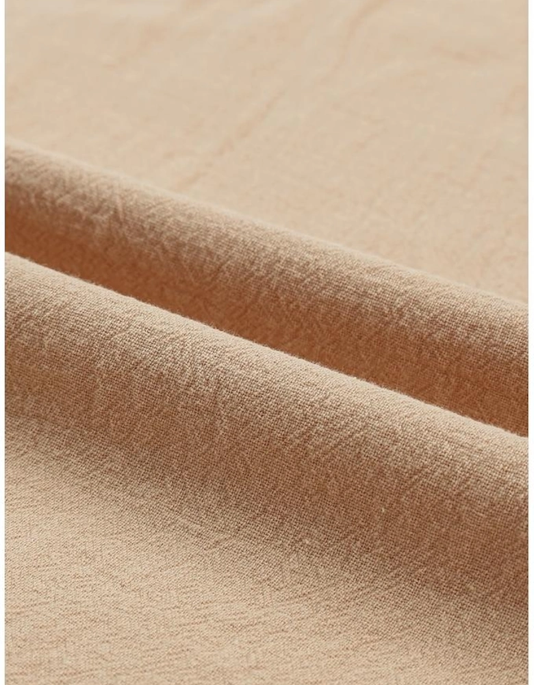 Khaki Smocked Wide Waistband High Waist Wide Leg Pants