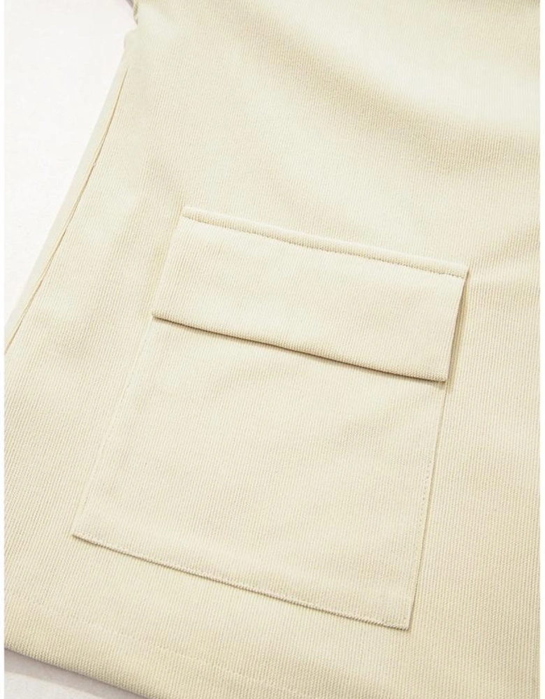 Parchment Contrast Leather Collar Textured Zip Up Jacket