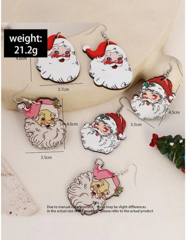 White 3 Pairs Christmas Santa Clause Pendant Hook Earrings