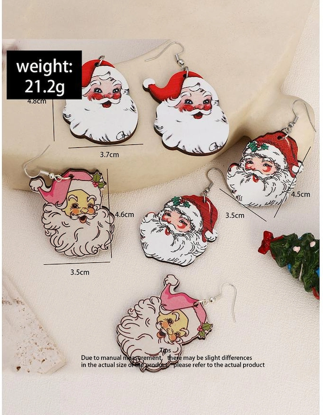 White 3 Pairs Christmas Santa Clause Pendant Hook Earrings