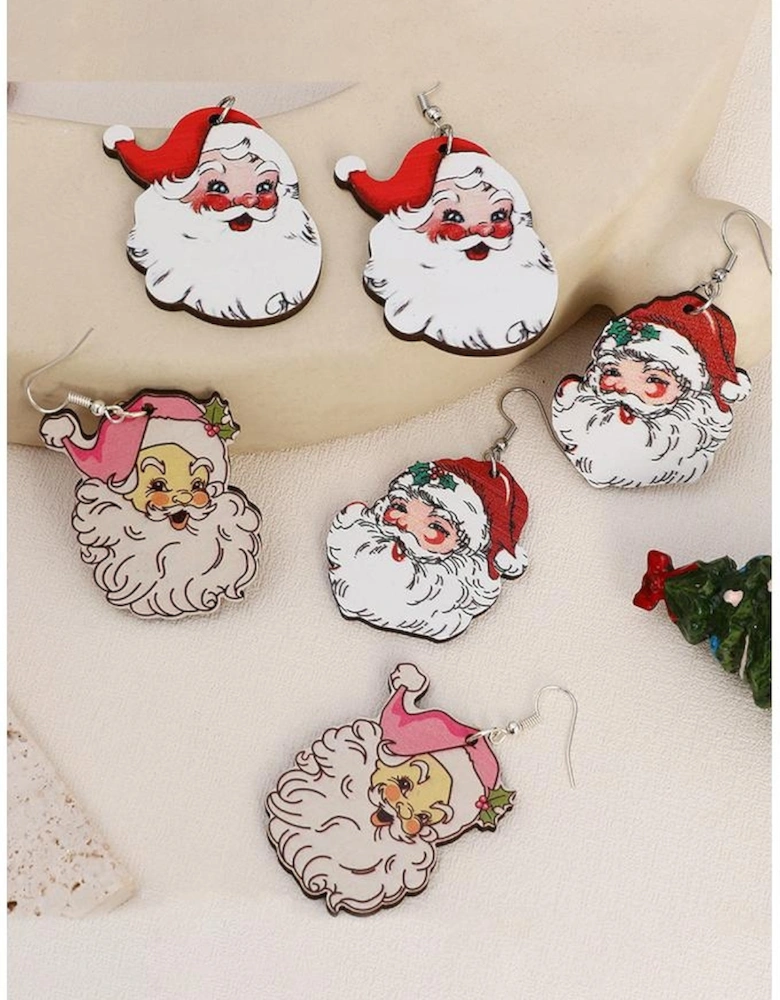 White 3 Pairs Christmas Santa Clause Pendant Hook Earrings