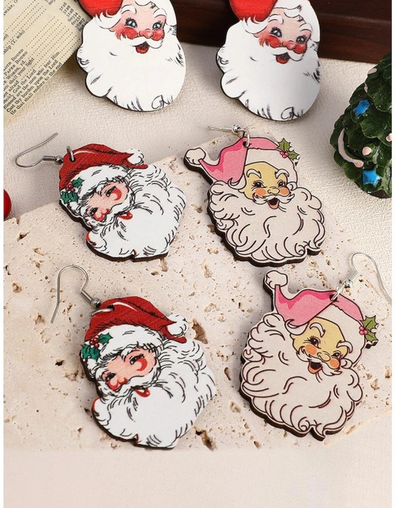 White 3 Pairs Christmas Santa Clause Pendant Hook Earrings