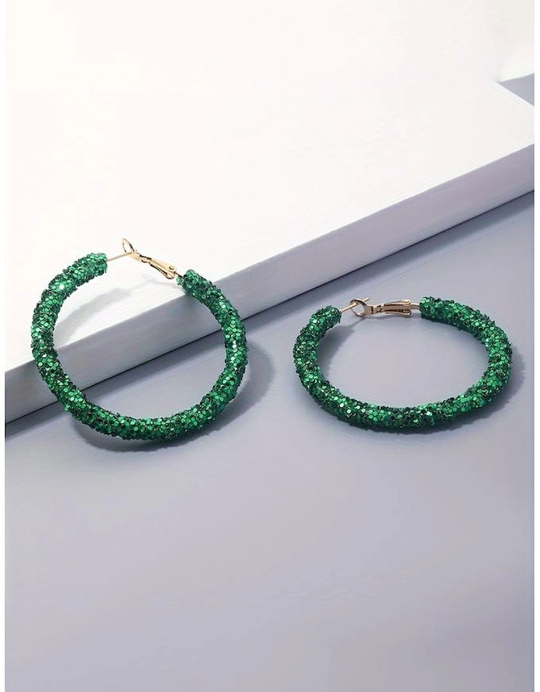 Dark Green St. Patricks Fashion Daring Sequin Loop Earrings, 5 of 4