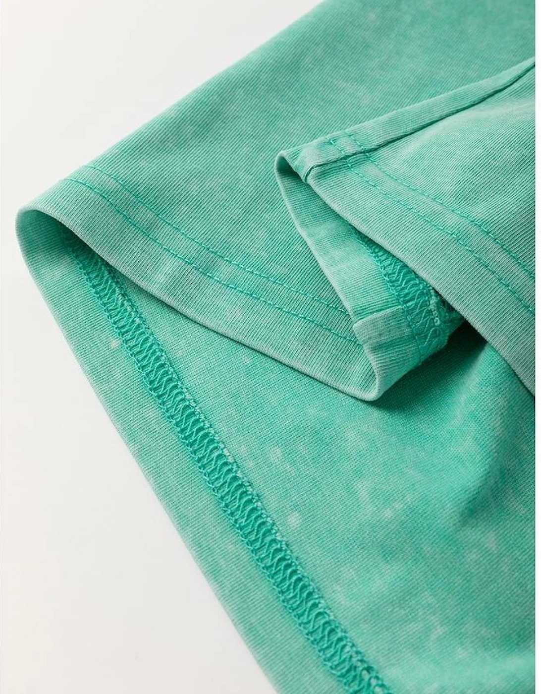 Mint Green Mineral Wash Flower Patchwork Mini T Shirt Dress