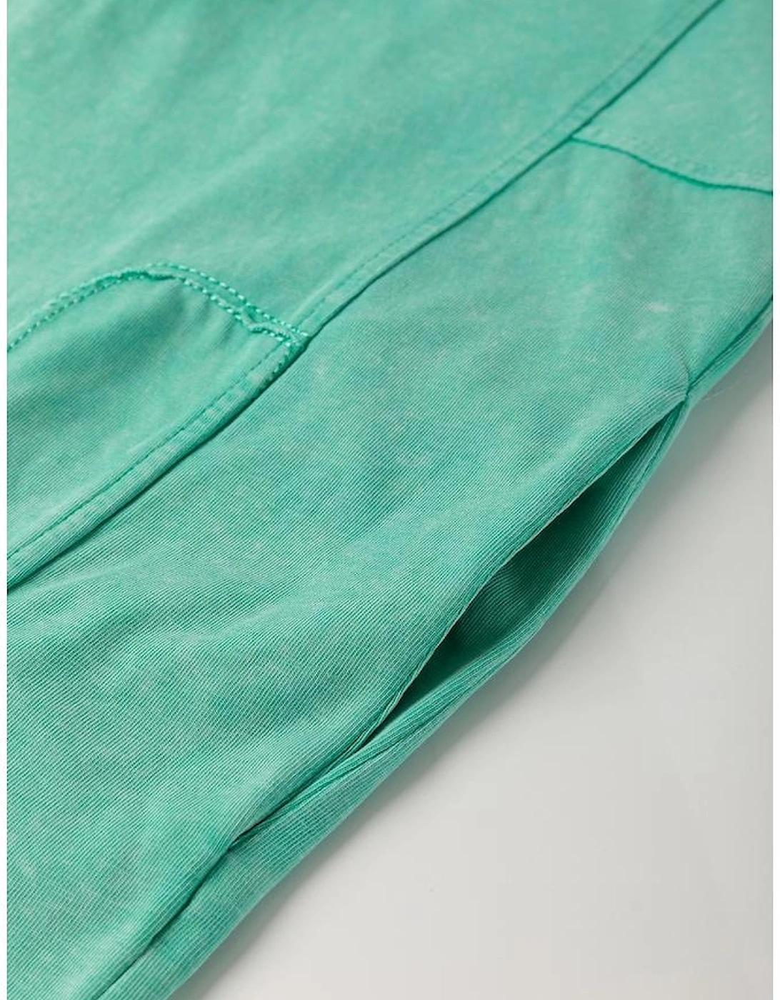 Mint Green Mineral Wash Flower Patchwork Mini T Shirt Dress