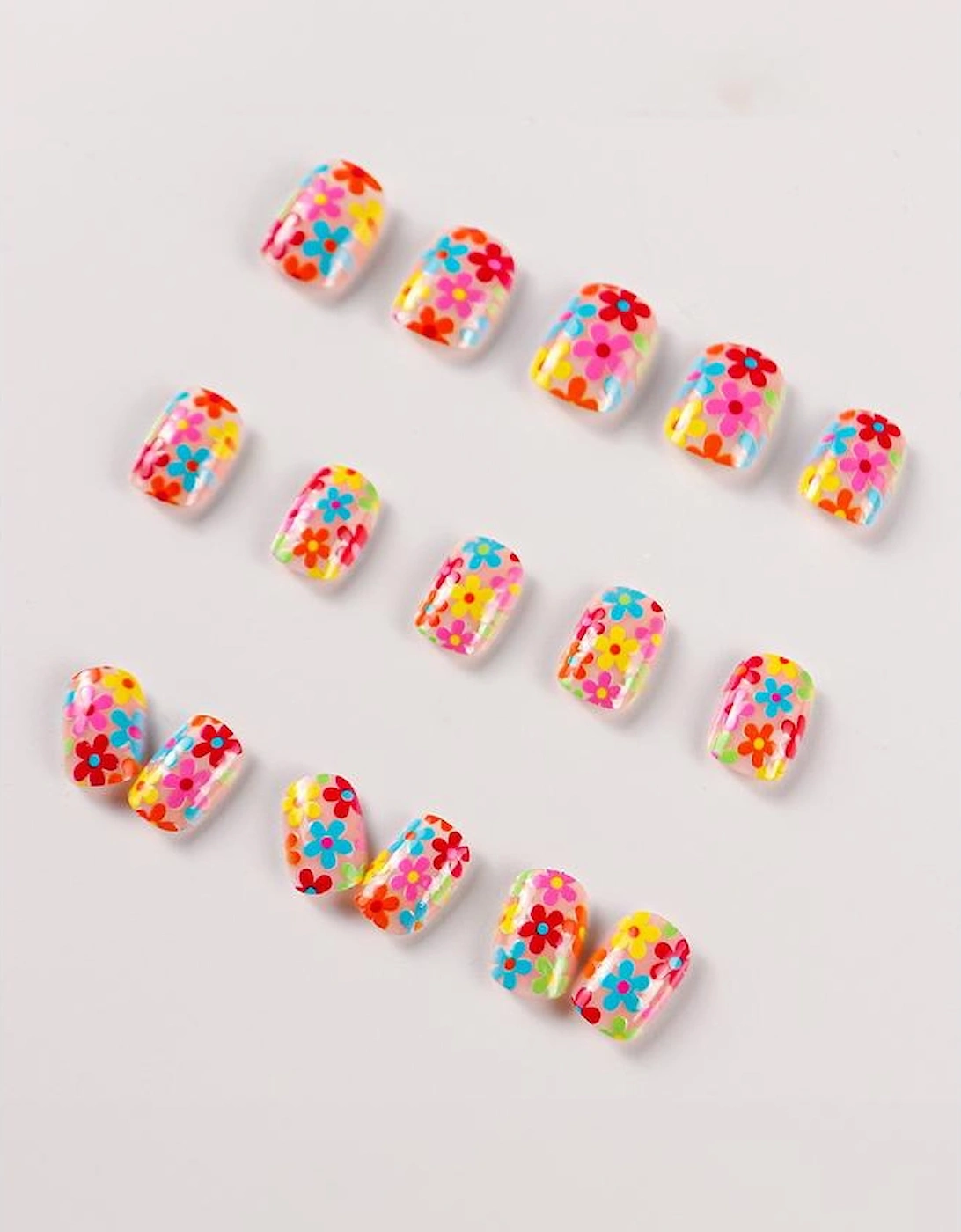 Pink Cute Flowers Print Press On False Nails, 5 of 4