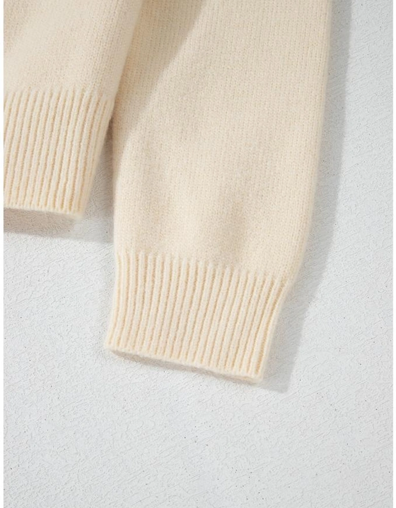 Jet Stream Bowknot Front Loose V Neck Knitted Cardigan