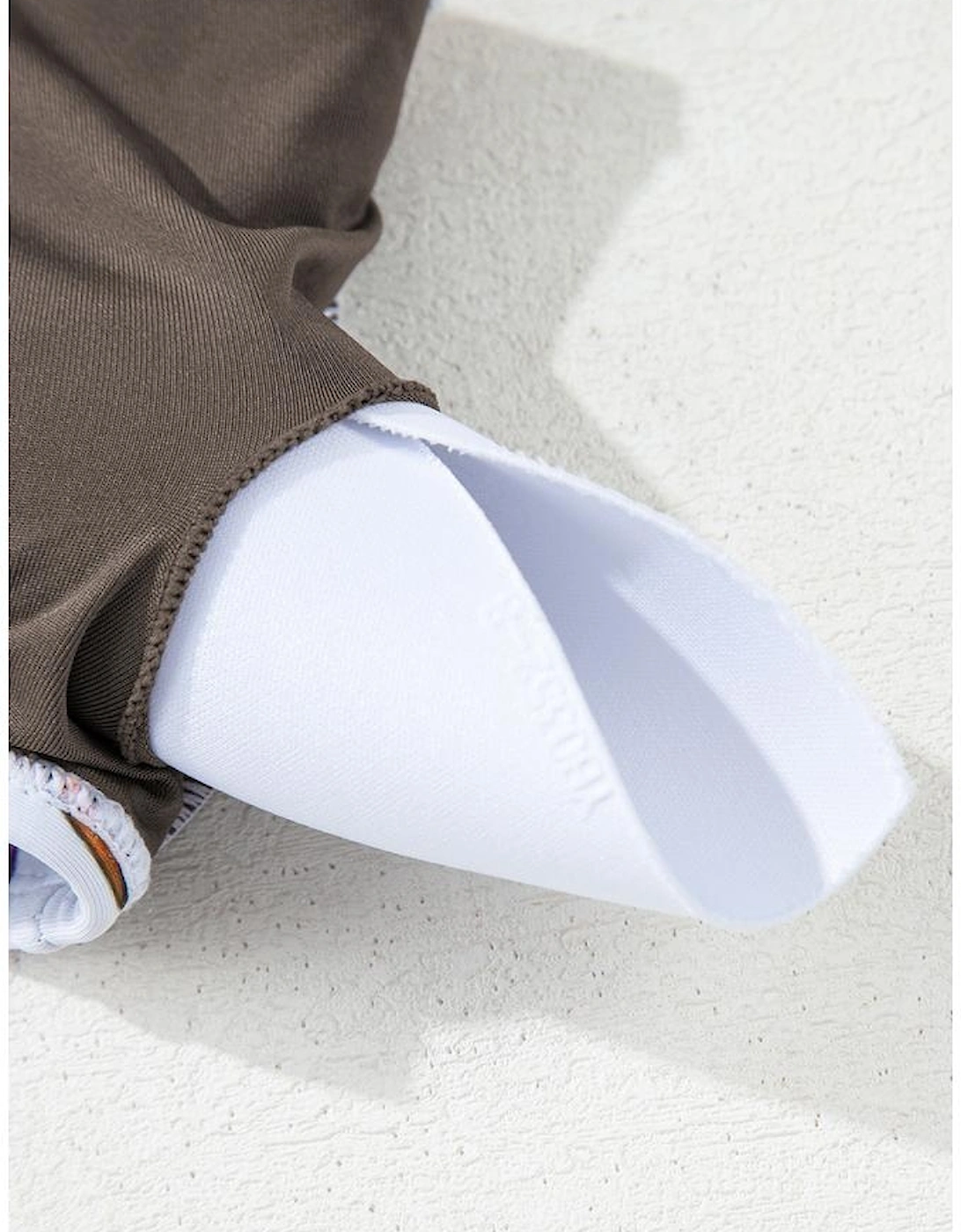 Khaki Abstract Print One Shoulder Ring Linked High Waist Bikini