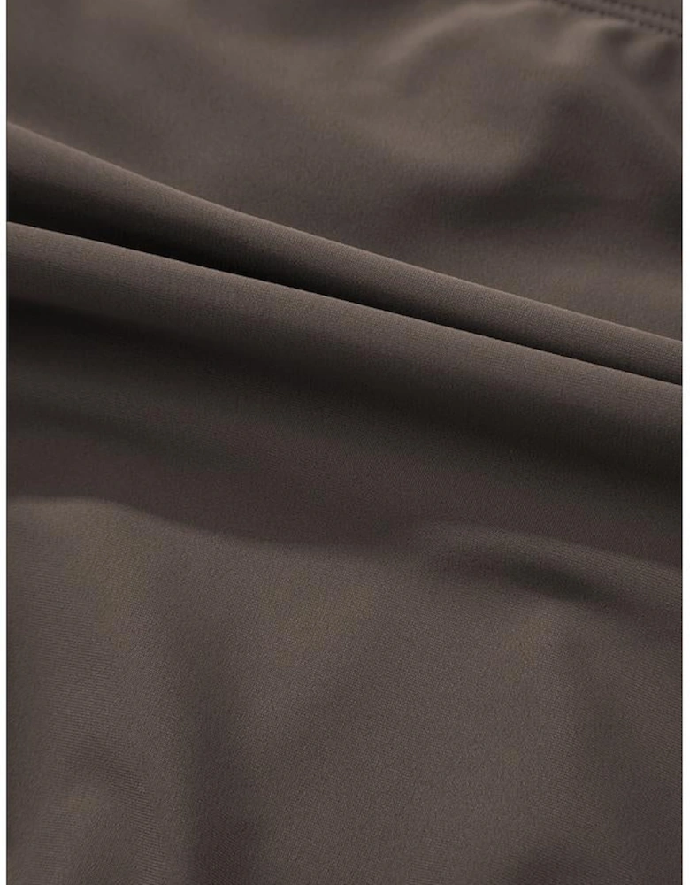 Khaki Abstract Print One Shoulder Ring Linked High Waist Bikini