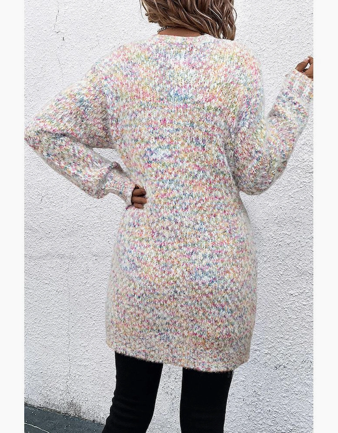 Yellow Multicolor Confetti Open Front Knit Cardigan, 8 of 7