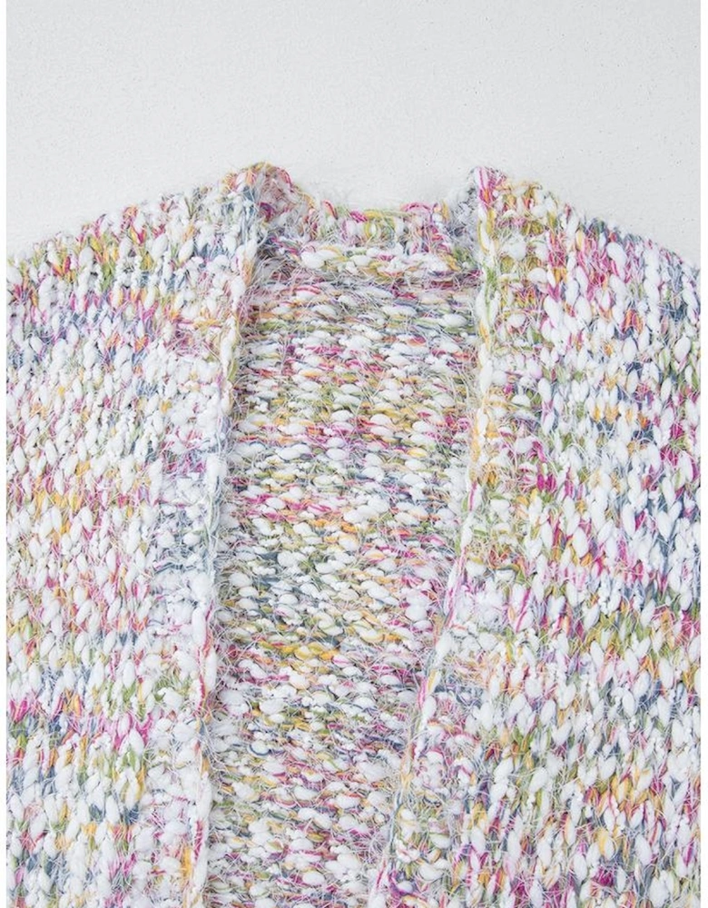 Yellow Multicolor Confetti Open Front Knit Cardigan