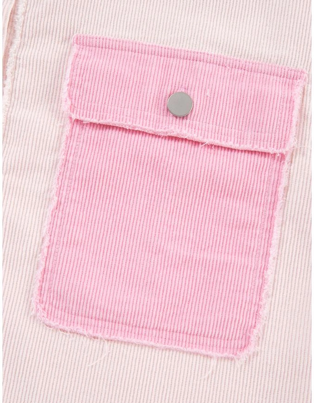 Delicacy Two-tone Color Exposed Seam Corduroy Shacket