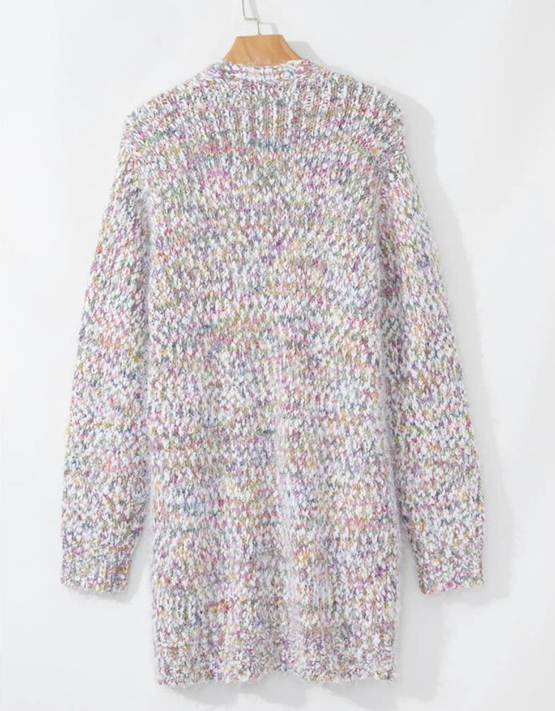 Yellow Multicolor Confetti Open Front Knit Cardigan