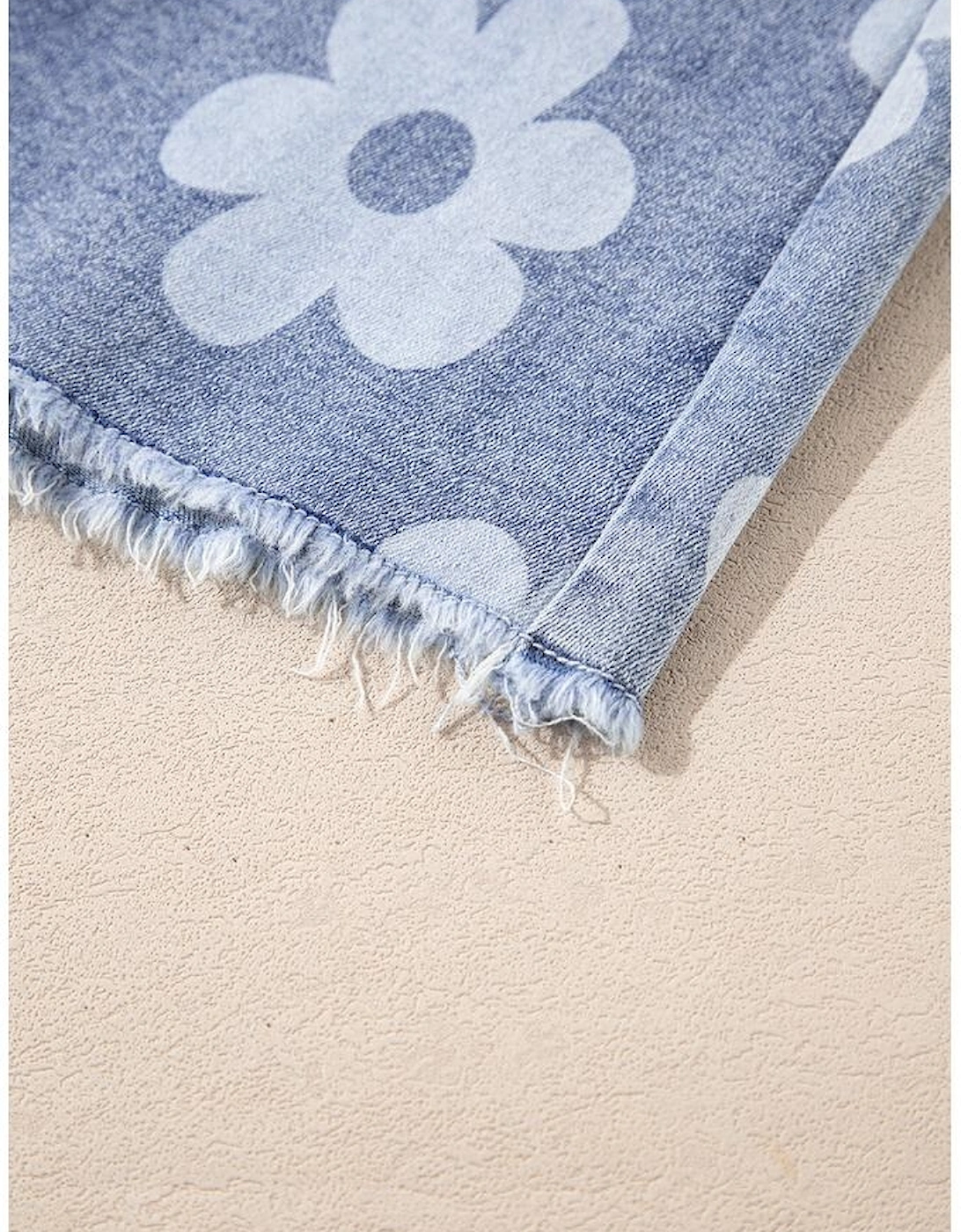 Ashleigh Blue Floral Pattern High Waist Raw Hem Plus Size Denim Shorts