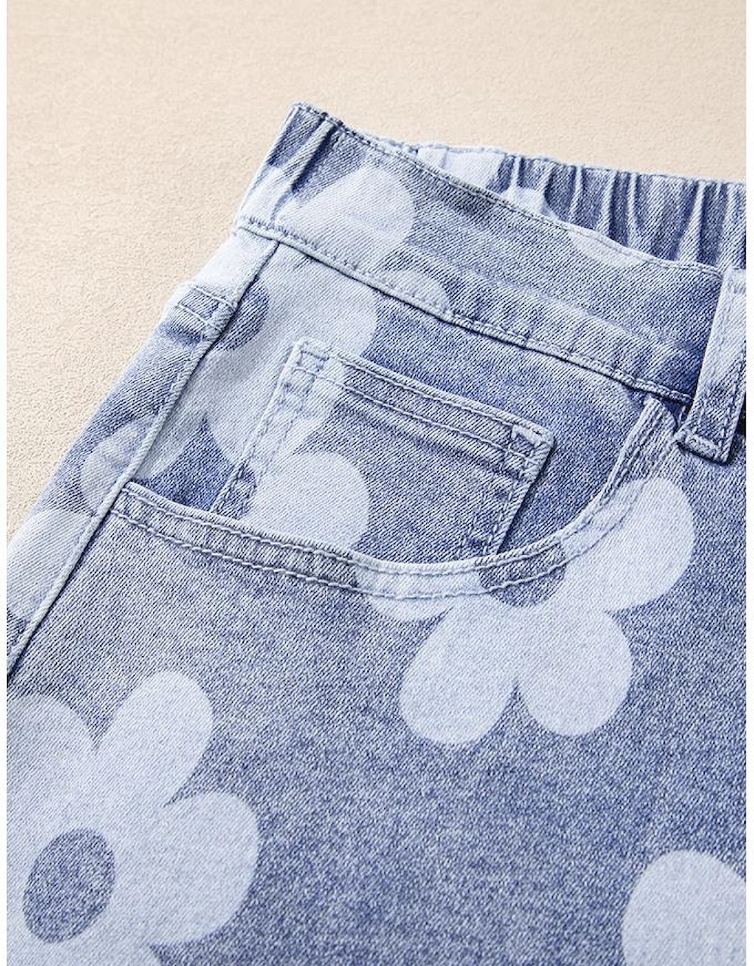 Ashleigh Blue Floral Pattern High Waist Raw Hem Plus Size Denim Shorts