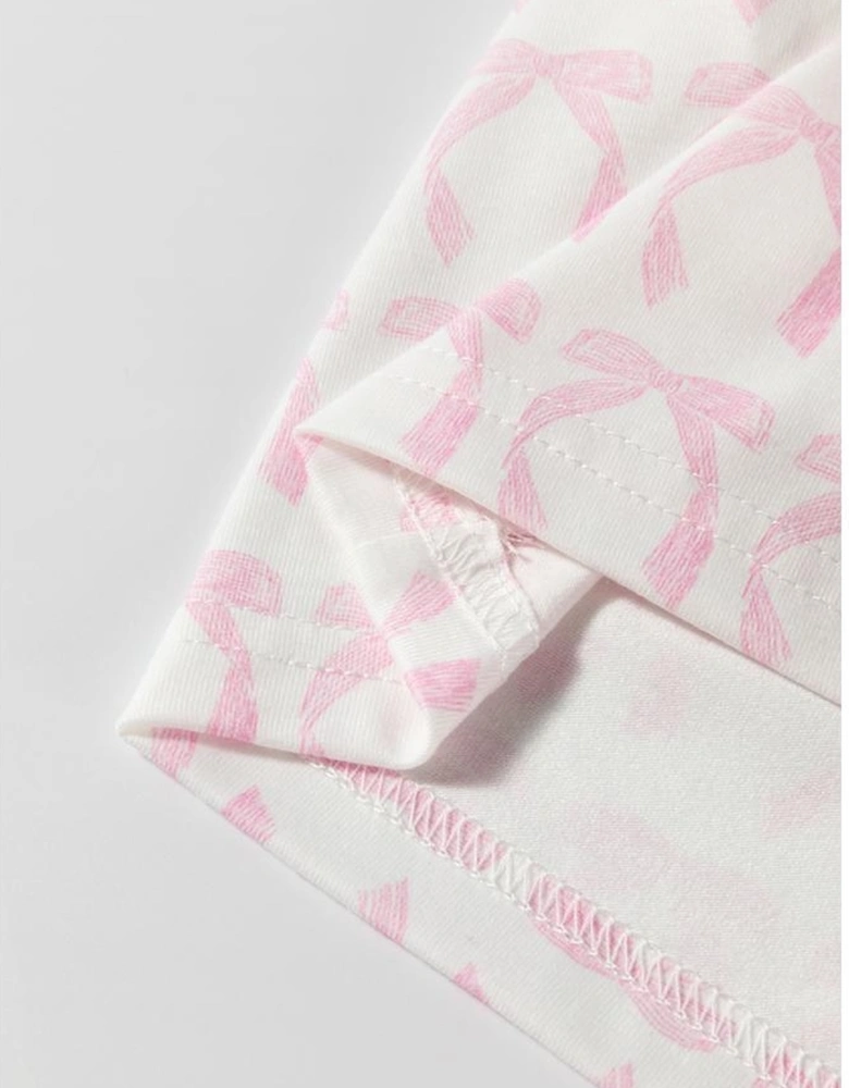 Pink Striped 3/4 Sleeve Drop Shoulder Top