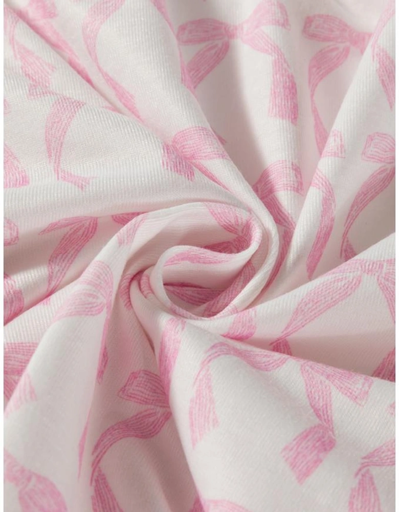 Pink Striped 3/4 Sleeve Drop Shoulder Top