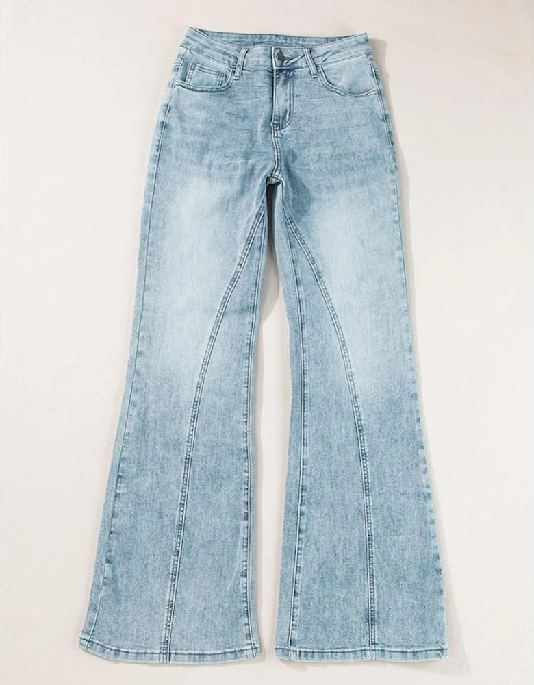 Dusk Blue Acid Wash Extra Wide Leg High Waist Long Jeans