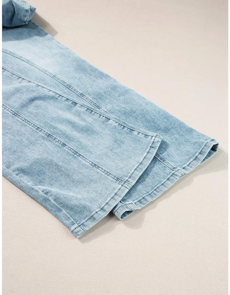 Dusk Blue Acid Wash Extra Wide Leg High Waist Long Jeans