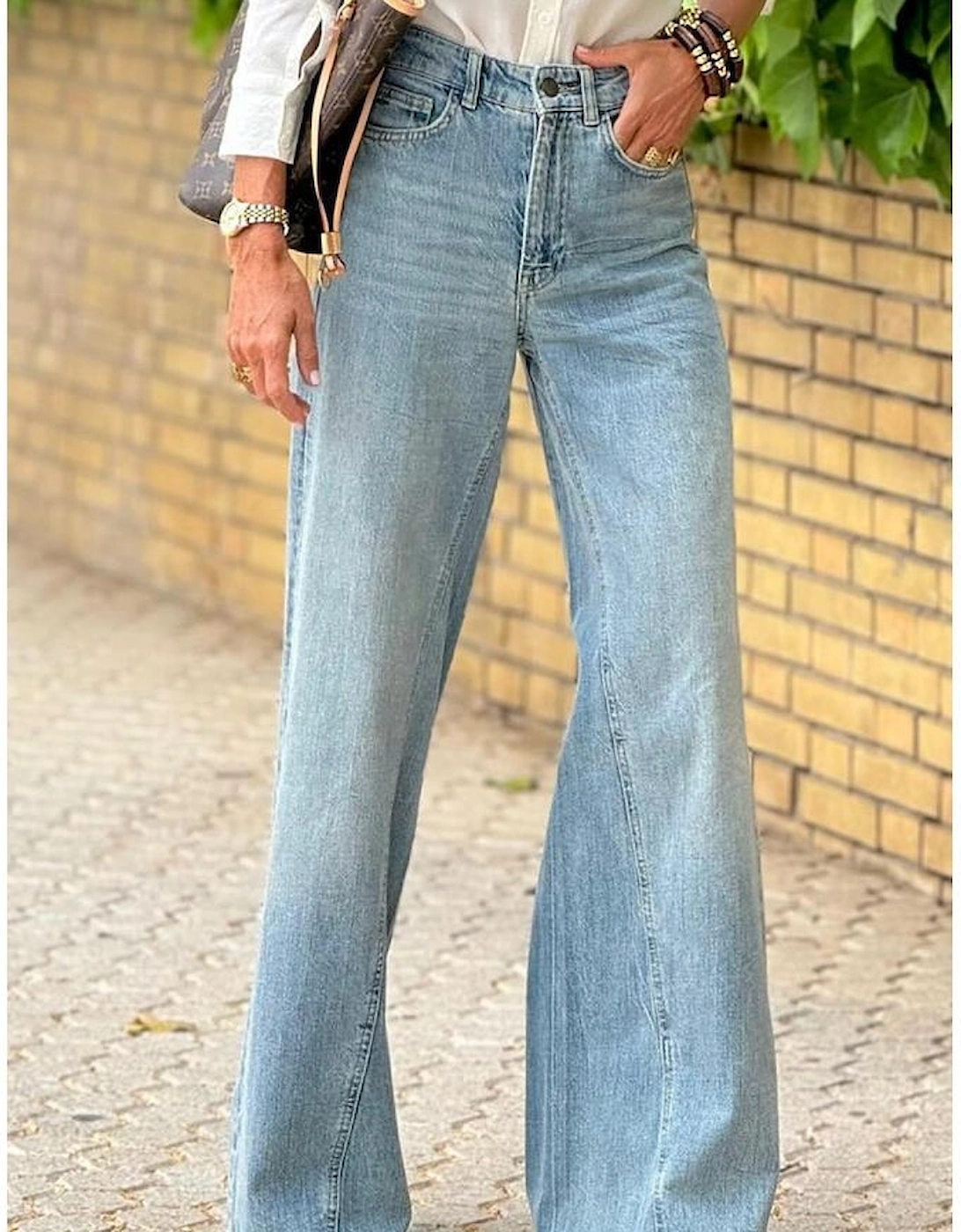 Dusk Blue Acid Wash Extra Wide Leg High Waist Long Jeans
