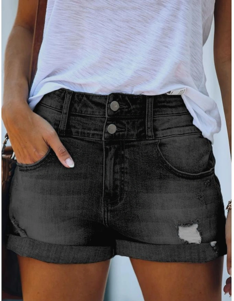 Azura Exchange Womens High Waisted Ripped Denim Shorts