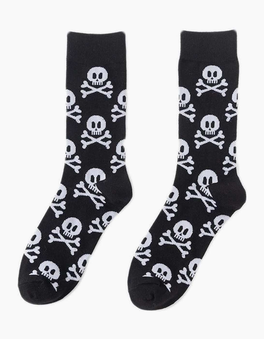 Color black Halloween Skull & Crossbones Crew Socks, 7 of 6