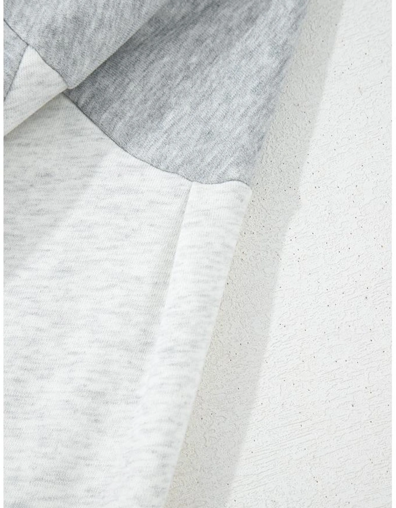 Gray Half Zipper Collared Drop Shoulder Side Slits Sweatshirt