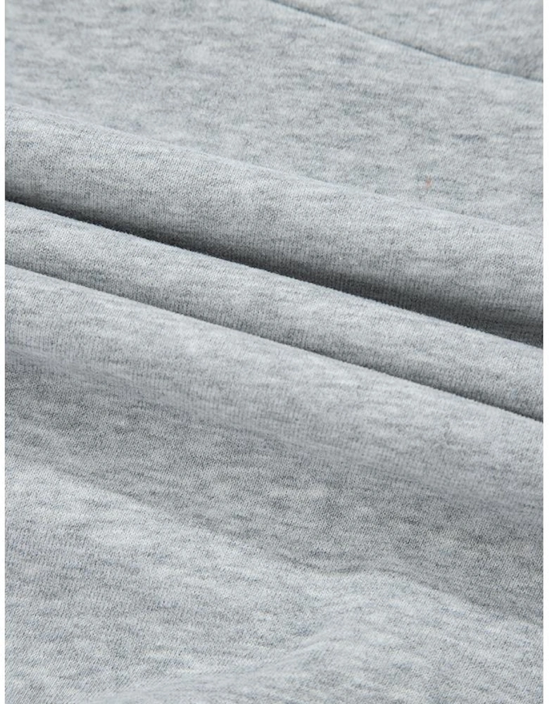 Gray Half Zipper Collared Drop Shoulder Side Slits Sweatshirt