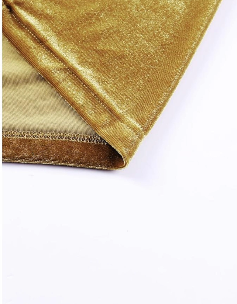 Yellow Velvet Open Front Pocketed Long Duster