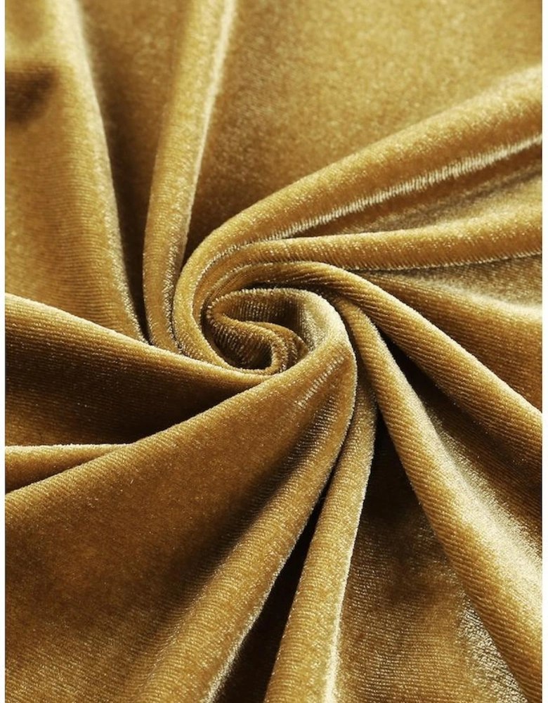 Yellow Velvet Open Front Pocketed Long Duster