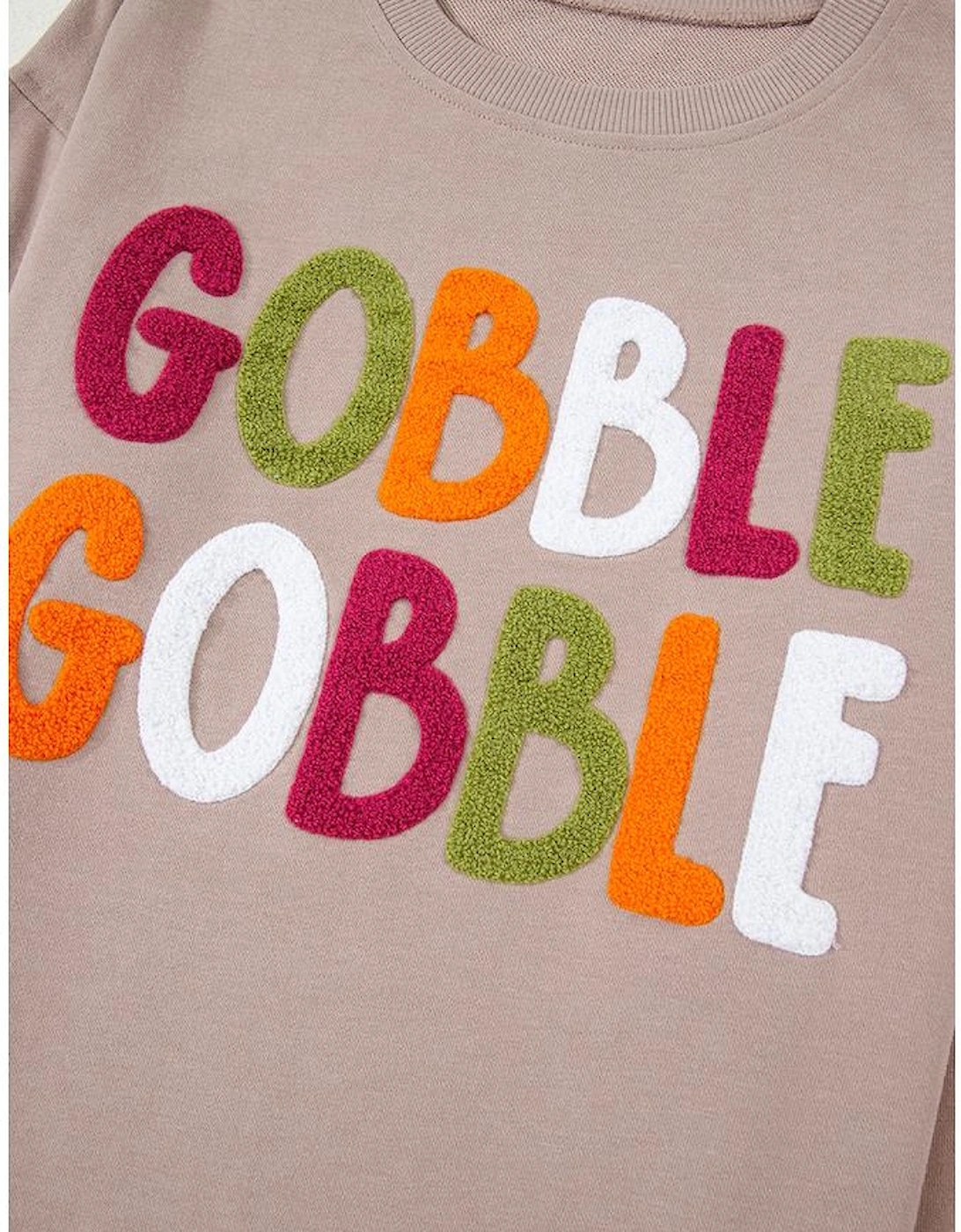 Dark Khaki GOBBLE Letter Graphic Thanksgiving Shift Sweatshirt