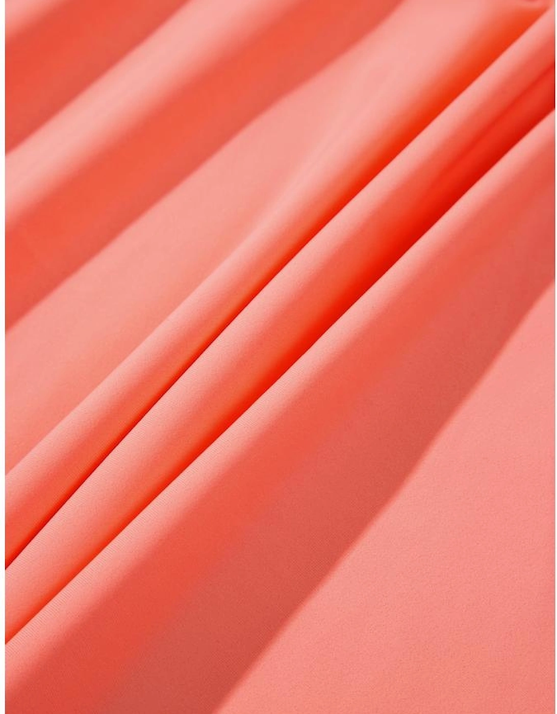 Fresh Salmon Contrast Trim Ruffled Peplum Top Tankini Swimsuit