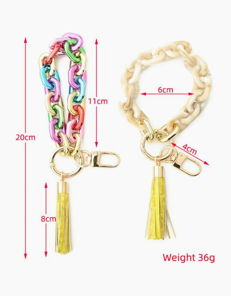 Festival Fuchsia Chain Design Tassel Key Ring