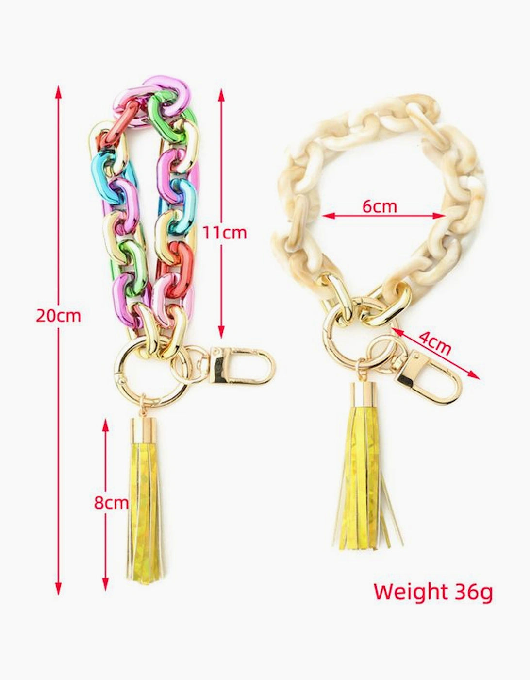 Festival Fuchsia Chain Design Tassel Key Ring