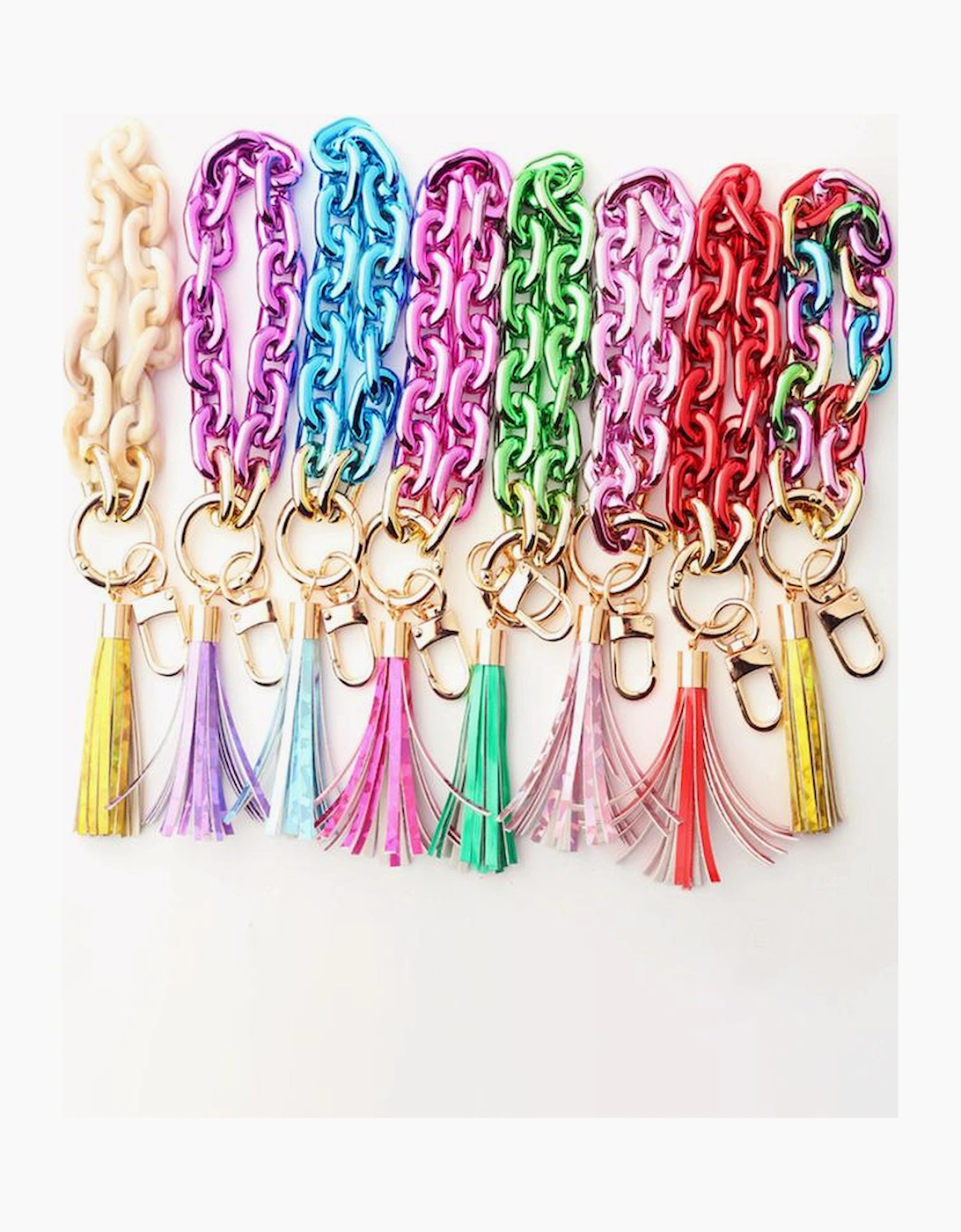 Festival Fuchsia Chain Design Tassel Key Ring, 7 of 6