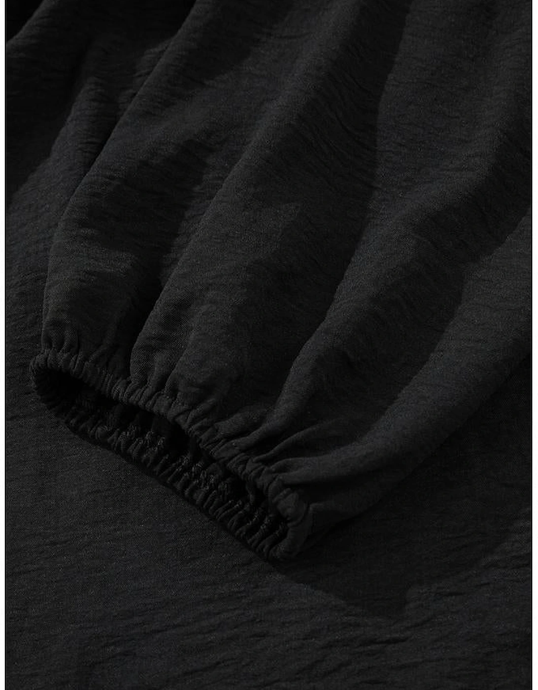 Black Bow Tie Neck 3/4 Sleeve Casual Blouse