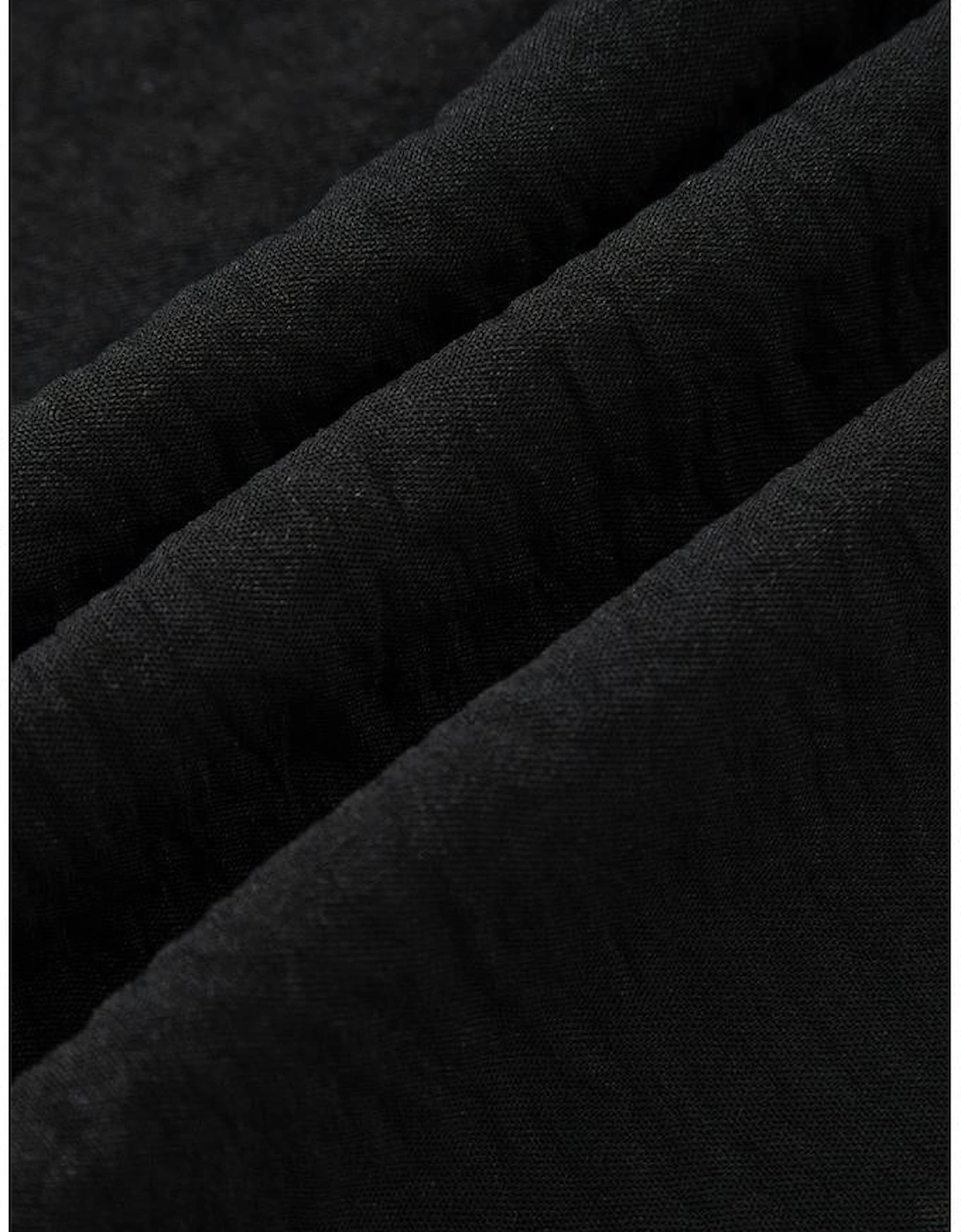 Black Bow Tie Neck 3/4 Sleeve Casual Blouse