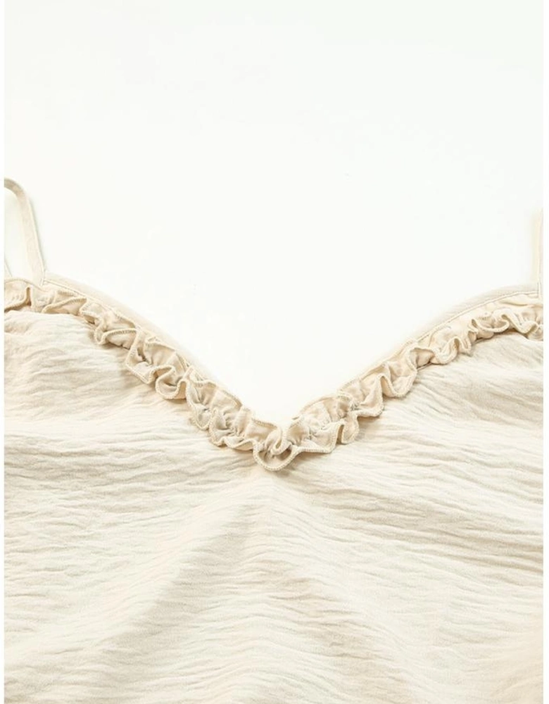 Apricot V Neck Sleeveless Maxi Dress with Elastic Belt