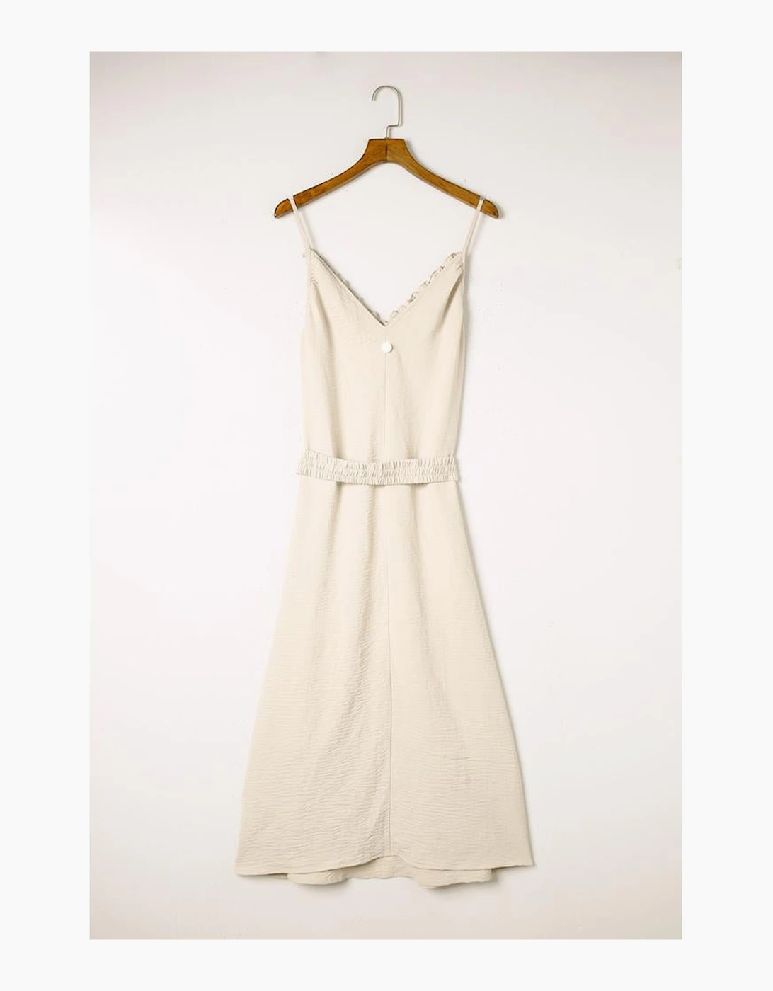 Apricot V Neck Sleeveless Maxi Dress with Elastic Belt