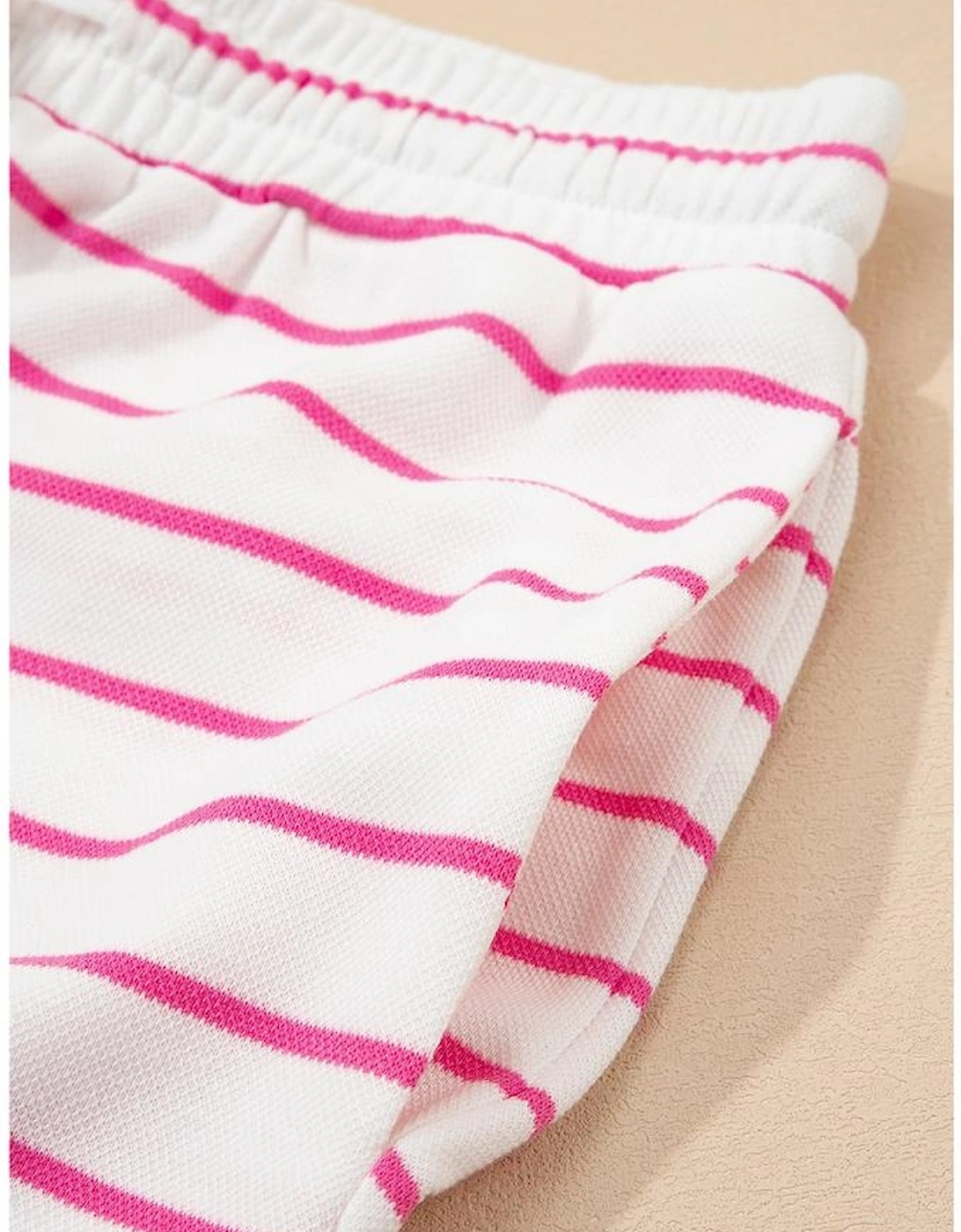 Rose Stripe Casual Wide Leg 2pcs Pants Set