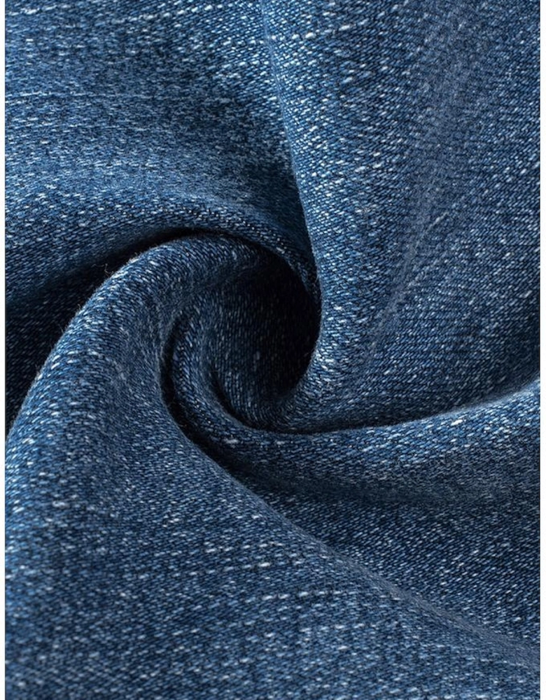 Sky Blue Sequin American Flag Star Graphic Distressed Straight Jeans