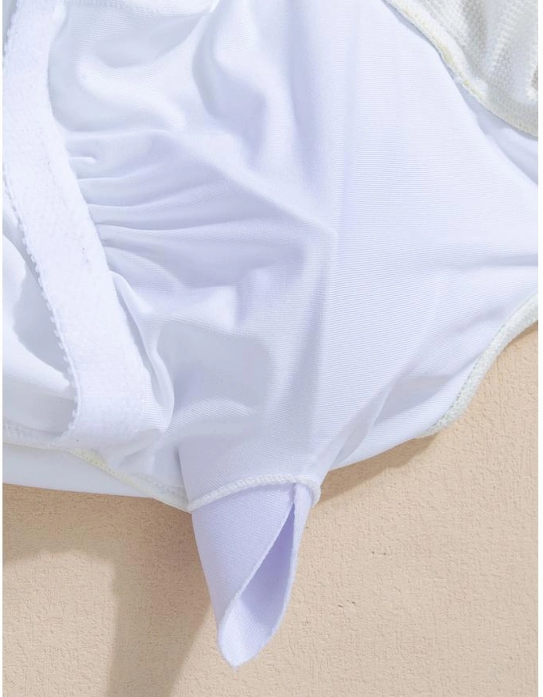 White Asymmetric Ruffle Trim Tie Waist One Piece Swimsuit