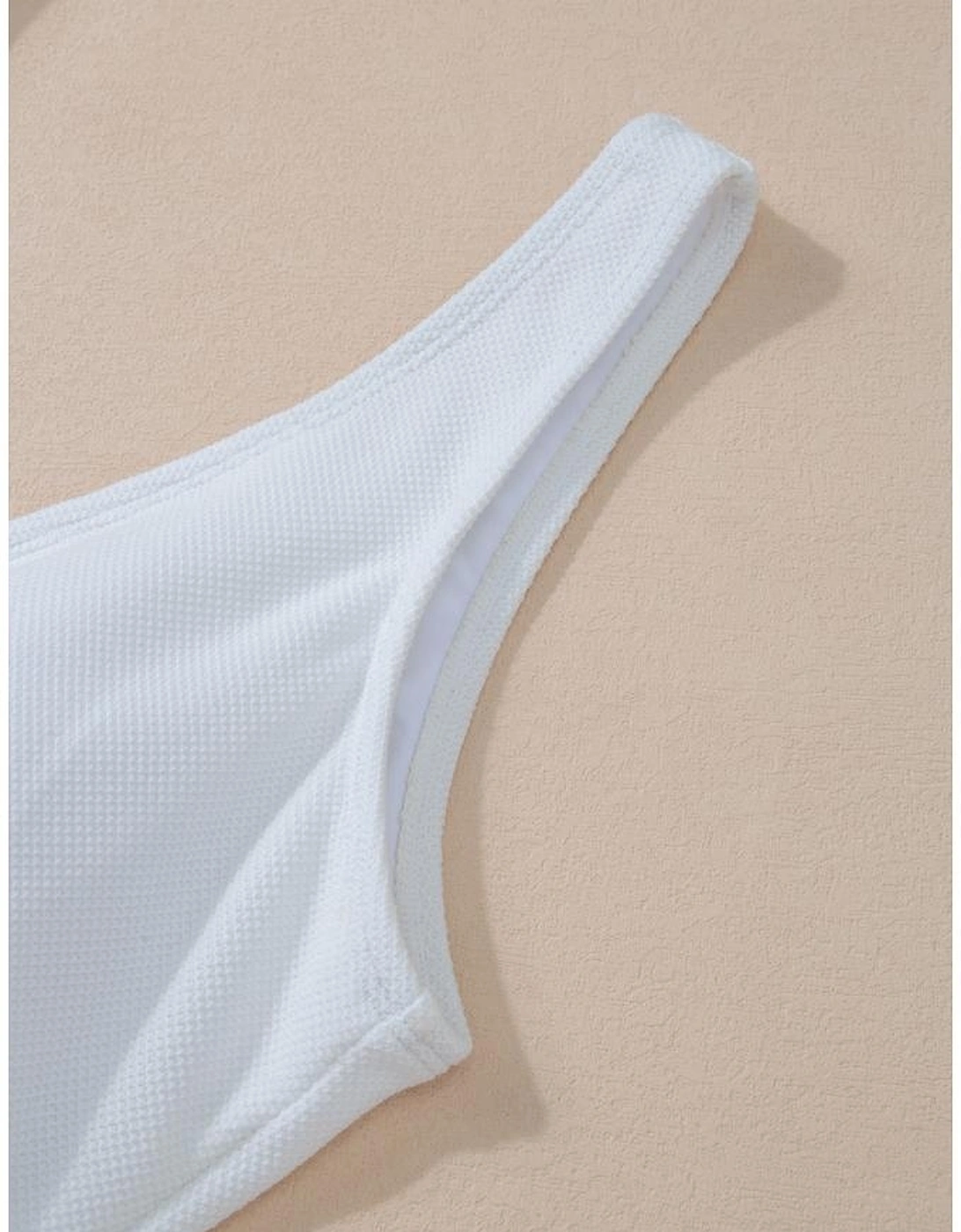 White Asymmetric Ruffle Trim Tie Waist One Piece Swimsuit