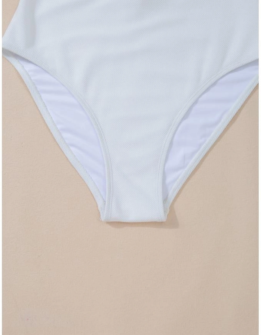 White Asymmetric Ruffle Trim Tie Waist One Piece Swimsuit