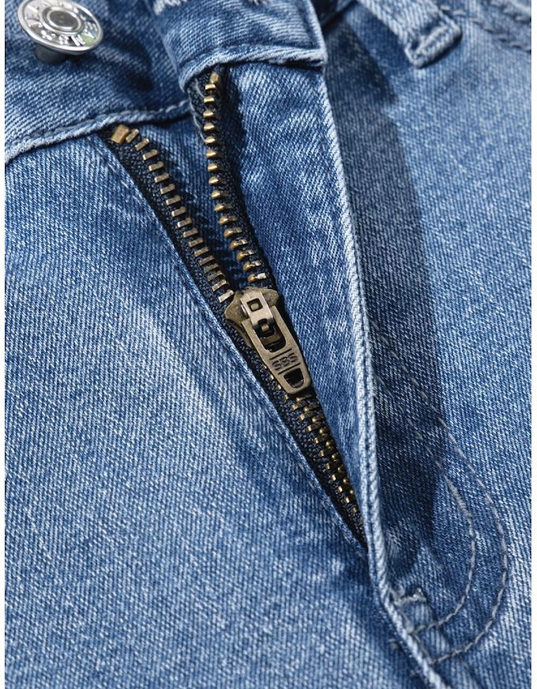 Beau Blue Vintage Stitching Raw Hem Flared Jeans, 15 of 14