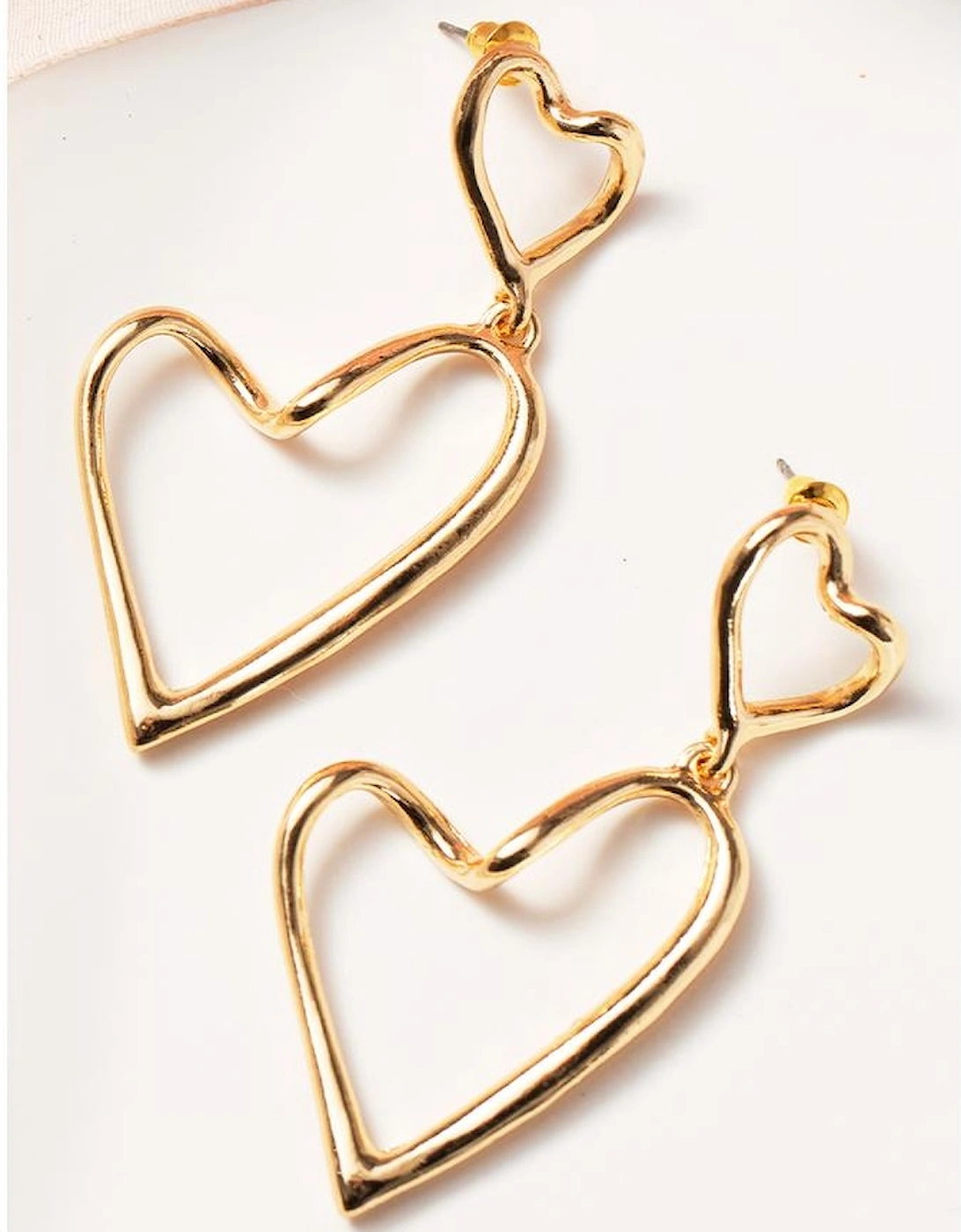 Gold Irregular Heart Shapes Alloy Stud Earrings, 4 of 3