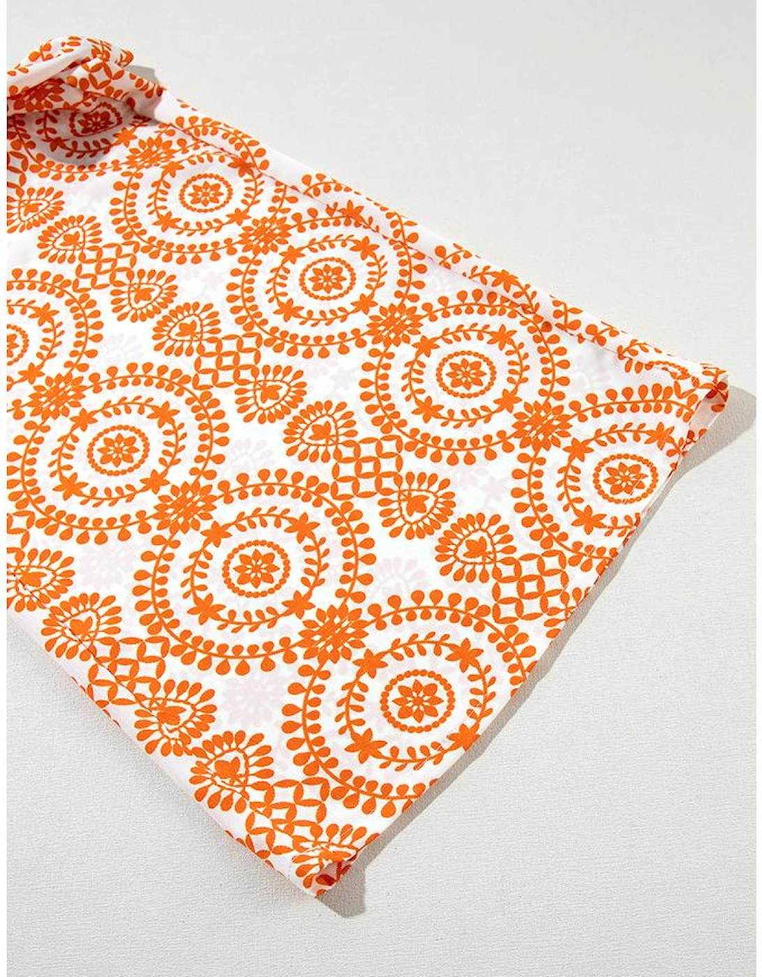 Orange Boho Retro Flower Print Wide Leg Pants