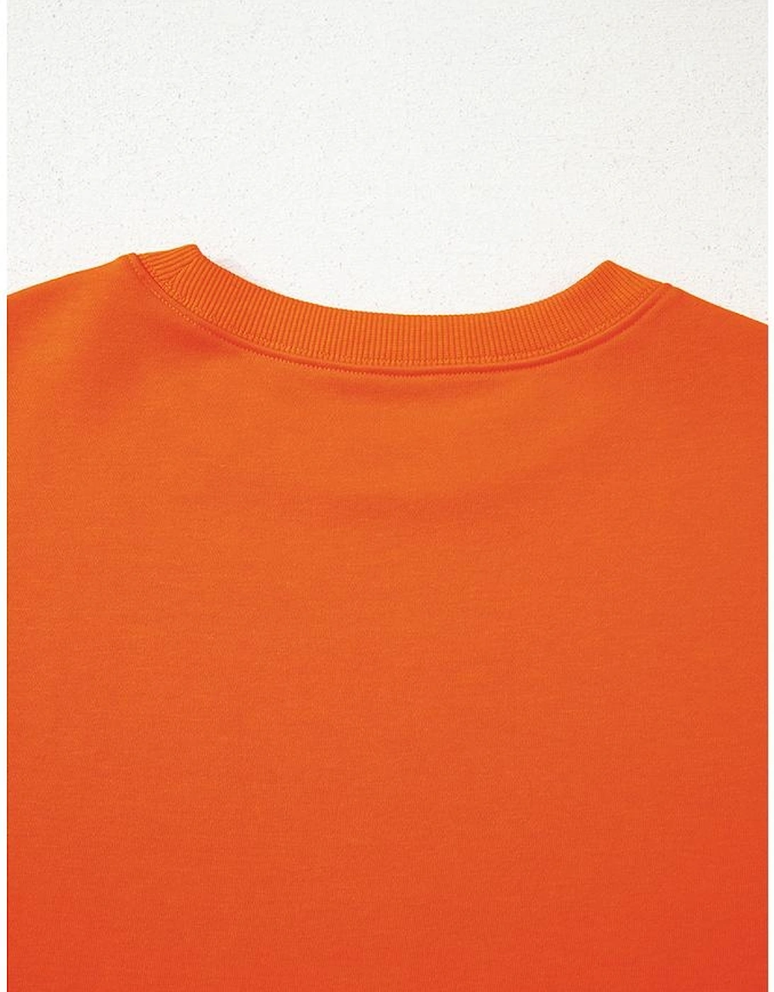 Orange Varsity Striped Detail Drop Shoulder Oversized Sweatshirt