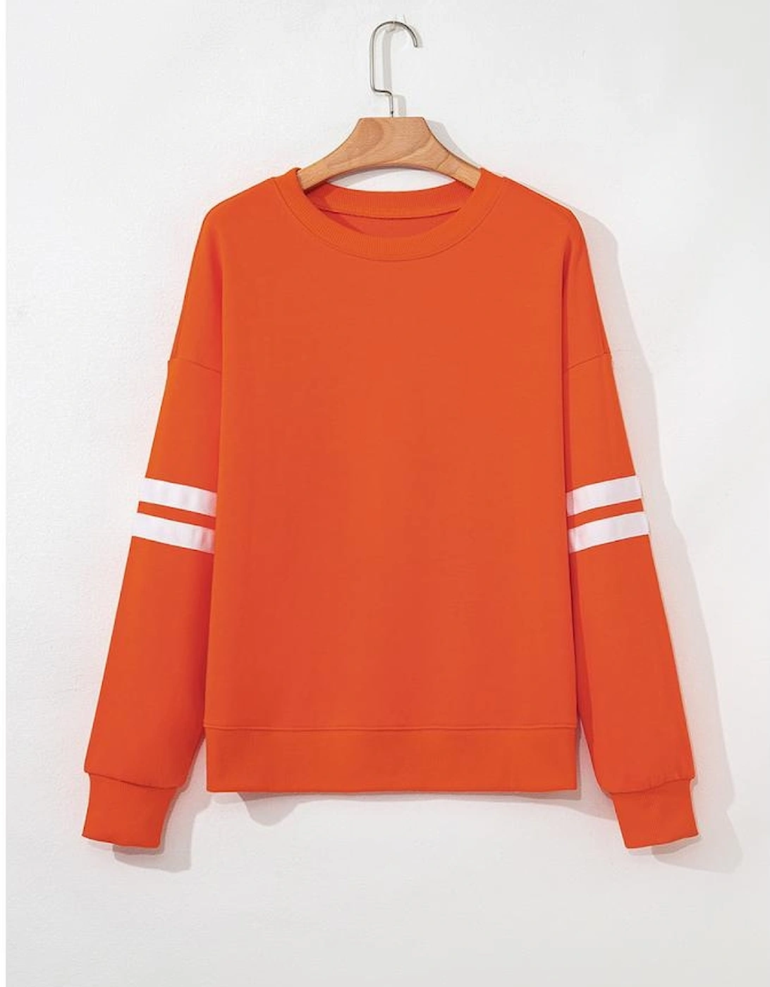 Orange Varsity Striped Detail Drop Shoulder Oversized Sweatshirt, 9 of 8