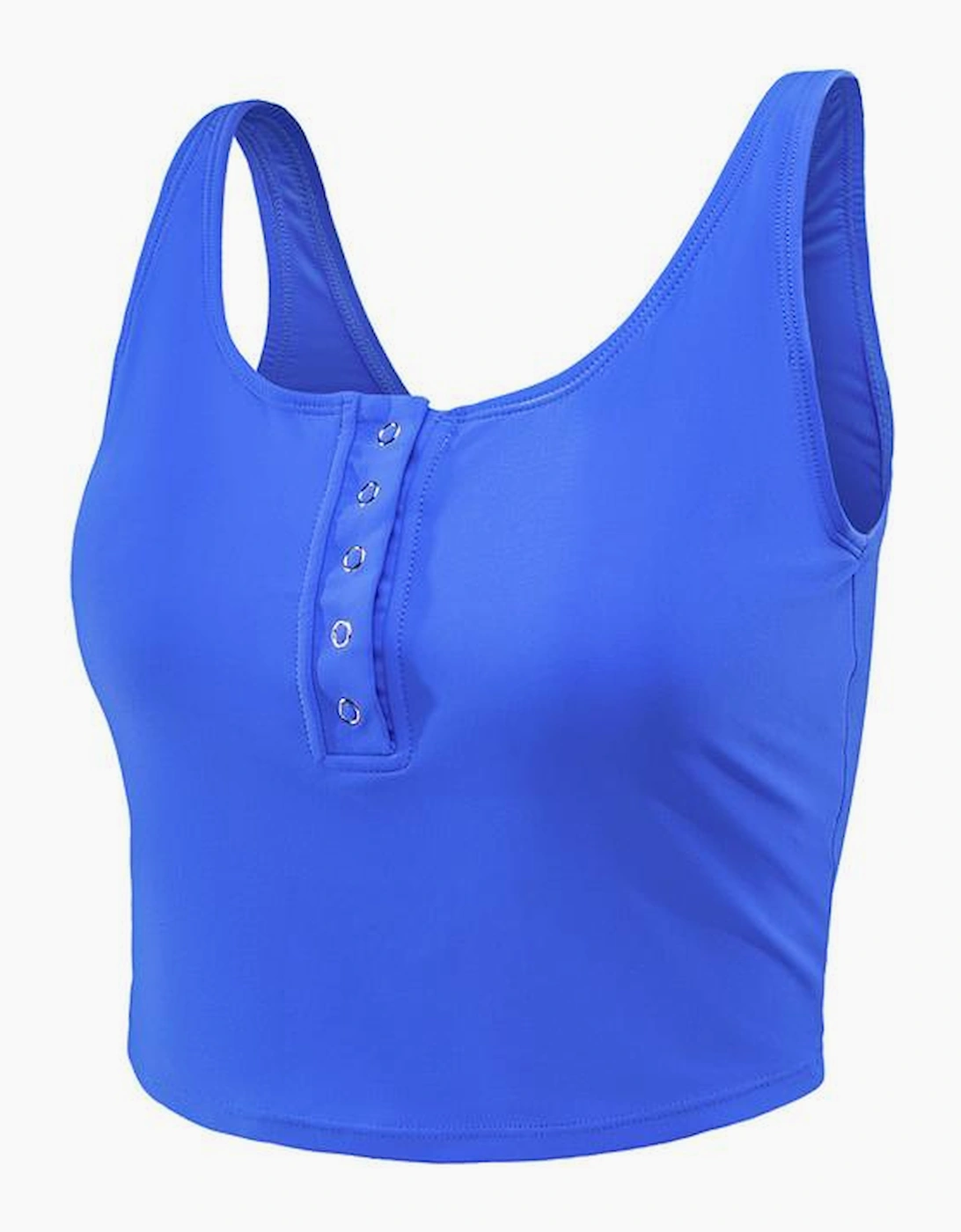 Blue Square Neck Sleeveless Fashion Print Tankini Set